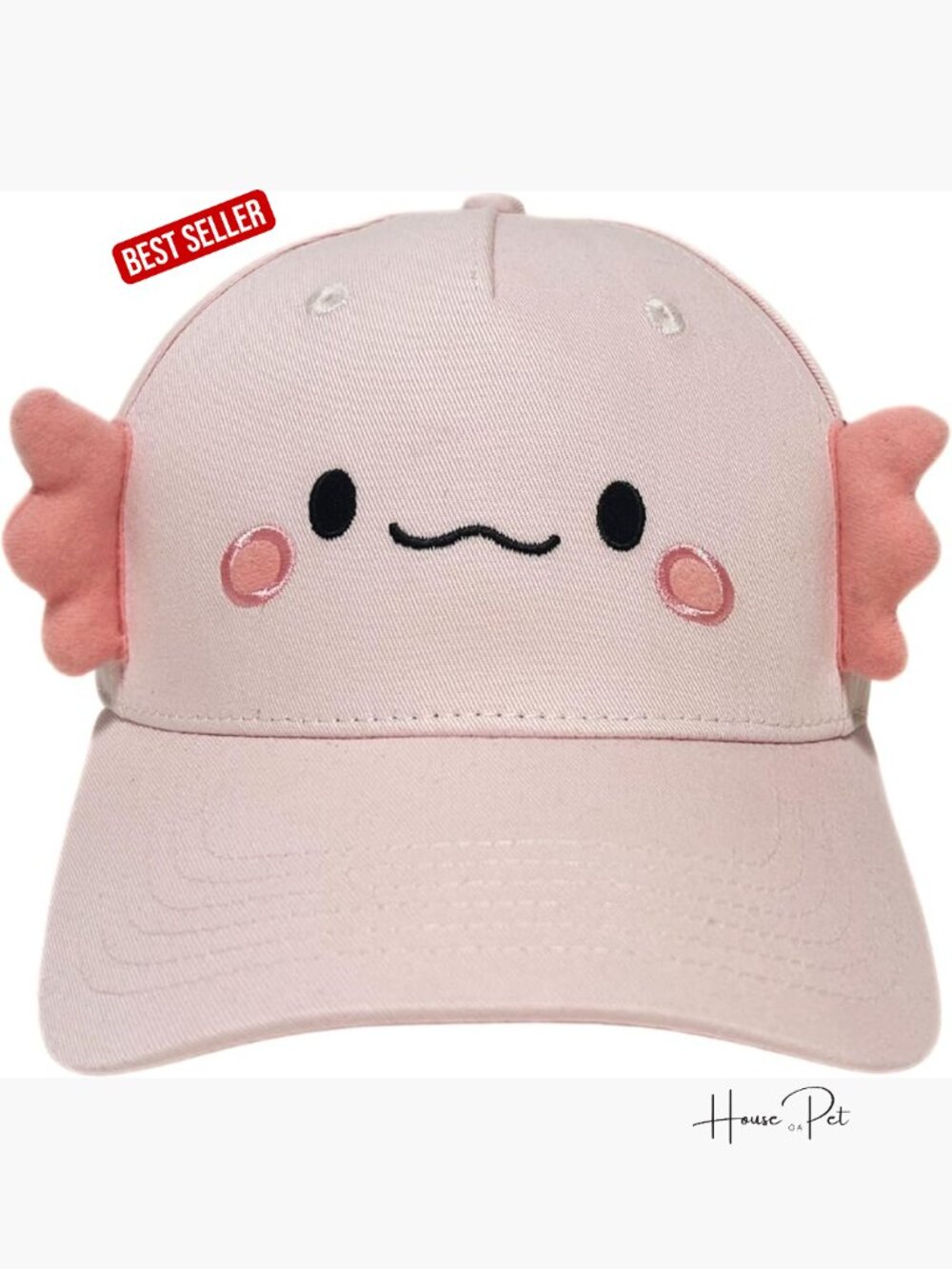Axolotl Novelty Baseball Cap with 3D Gills, Adjustable Cotton Hat for Sun
